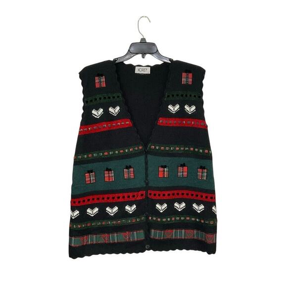 Koret Jackets & Blazers - VTG 90s Koret Women’s Christmas Sweater Vest Plaid Hearts Gifts Sz 2X Button
